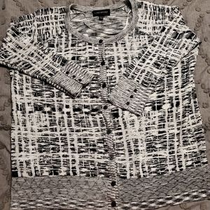 Lane Bryant 3/4 sleeve black and white cardigan